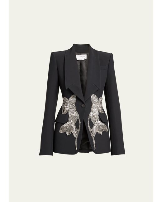 Alexander McQueen Embellished Crepe Blazer Jacket