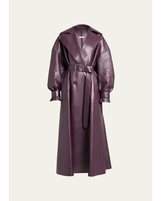 Alexander McQueen Oversize Belted Leather Trench Coat