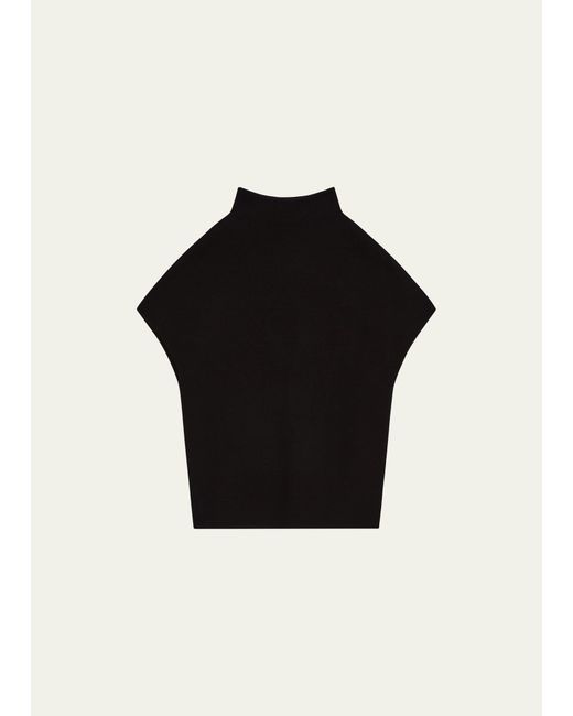 Vince Wool and Cashmere Short-Sleeve Mock-Neck Sweater