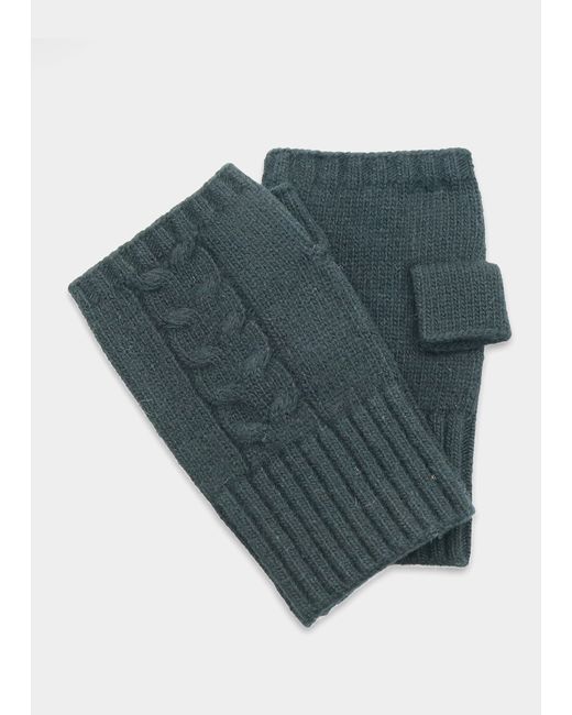 Bergdorf Goodman Cable-Knit Fingerless Gloves