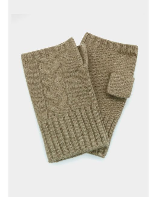 Bergdorf Goodman Cable-Knit Fingerless Gloves