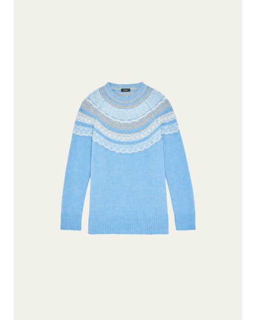 Theory Fair Isle Raglan Wool-Blend Pullover Sweater