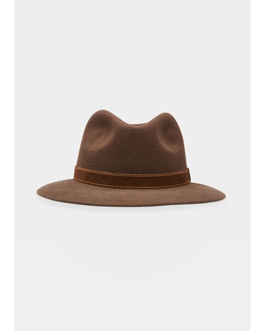 Borsalino Alessandria Leather-Band Wool Fedora Hat