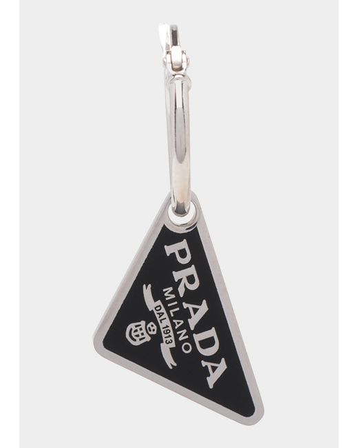 Prada Triangle Logo Pendant Earring Single Right