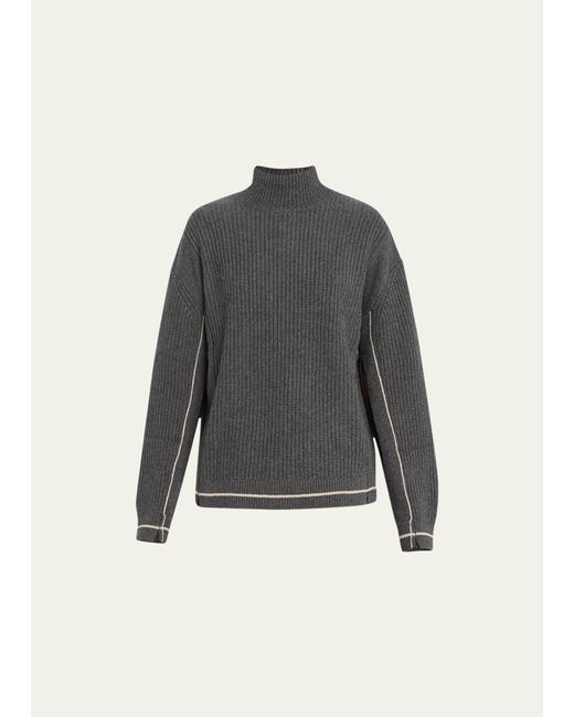 Maria Mcmanus Oversized Mock-Neck Keyhole Cashmere Sweater