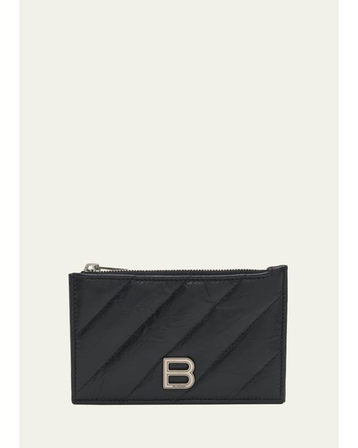Balenciaga Crush Quilted Leather Card Holder