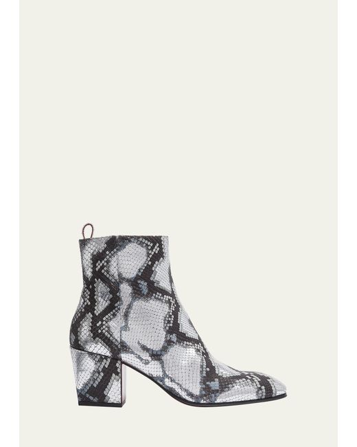 Christian Louboutin Rosalio Snake-Print Calfskin Ankle Boots