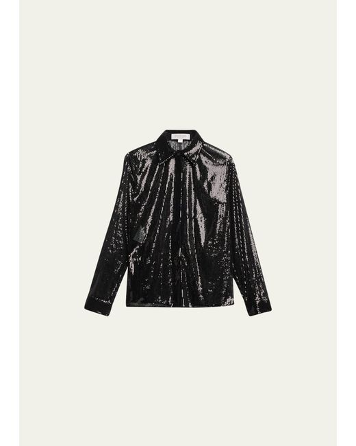 Michael Kors Collection Hansen Sequin Sheer Collared Shirt