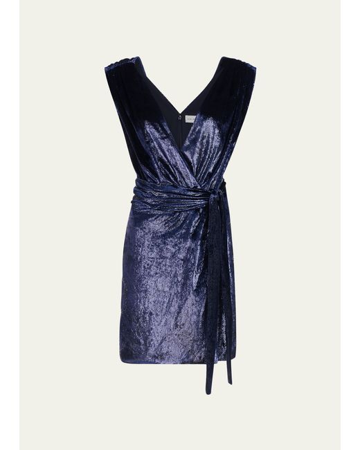 H Halston Lennox Sleeveless Shimmer Velvet Mini Dress