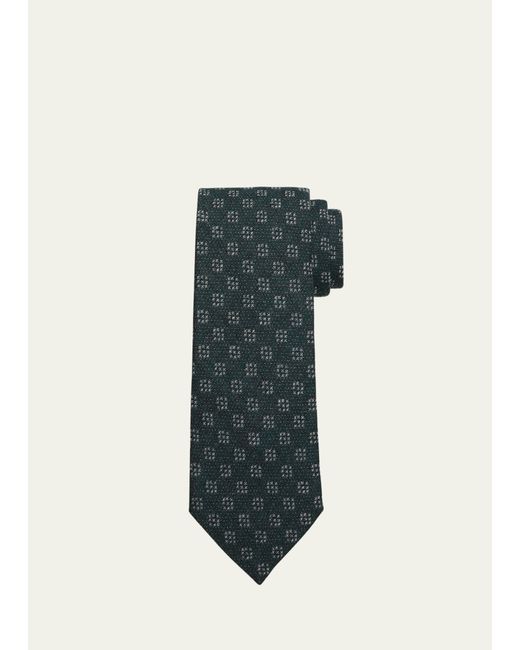 Z Zegna Wool-Silk Geometric Jacquard Tie