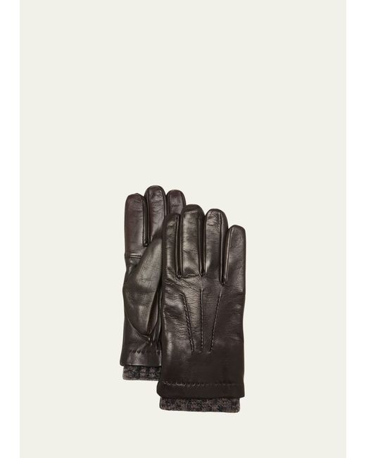 Bergdorf Goodman Cashmere-Lined Napa Leather Gloves