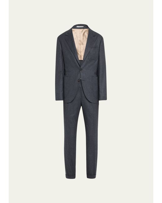 Brunello Cucinelli Wool Flannel Patch-Pocket Suit