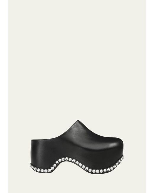 Area X Sergio Rossi Leather Crystal Slide Clogs