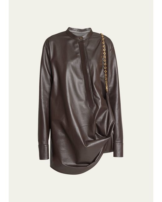 Loewe Chain Draped Leather Shirtdress