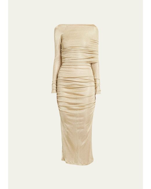 Dolce & Gabbana Lurex Longuette Midi Dress with Detachable Sleeve