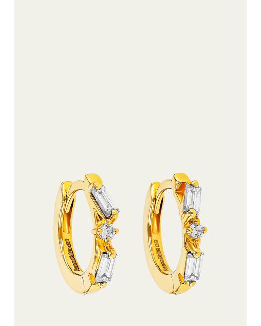 Suzanne Kalan 18k Gold Diamond Huggie Earrings
