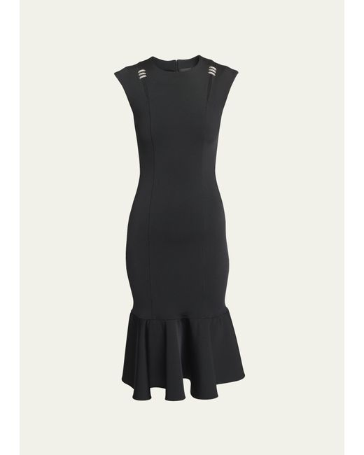 Givenchy Flounce Midi Dress with Embellished Shoulder Detail