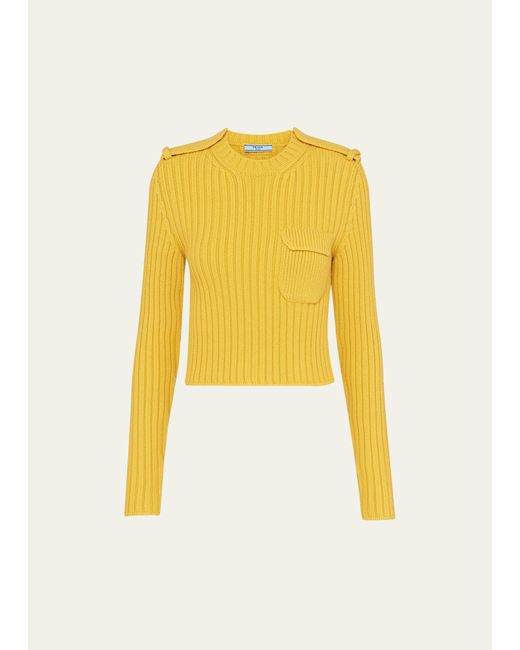 Prada Ribbed Wool Cashmere Cropped Top
