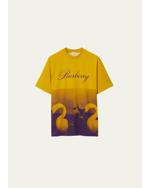 Burberry Logo and Swan Print T-Shirt