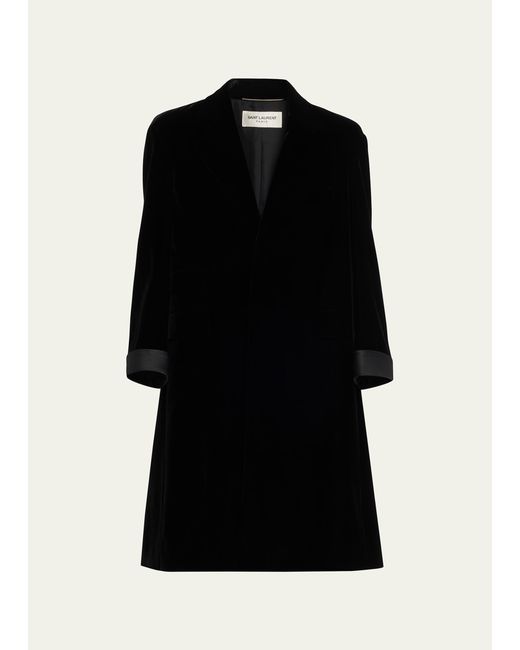 Saint Laurent Oversized Satin-Trim Velvet Coat