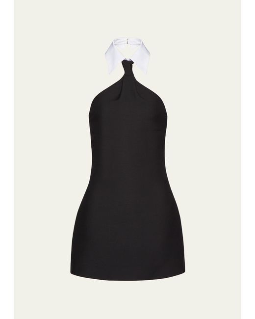 Valentino Garavani Collared-Halter Crepe Mini Couture Dress
