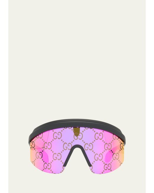 Gucci Monogram-Lens Acetate Mask Sunglasses