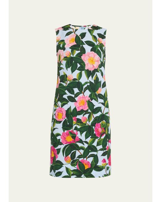 Oscar de la Renta Camellia Print Shift Mini Dress