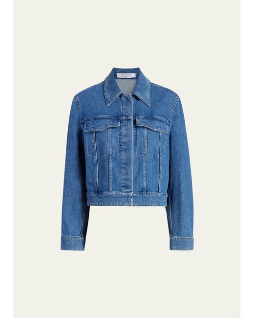 Another Tomorrow Cropped Denim Jacket