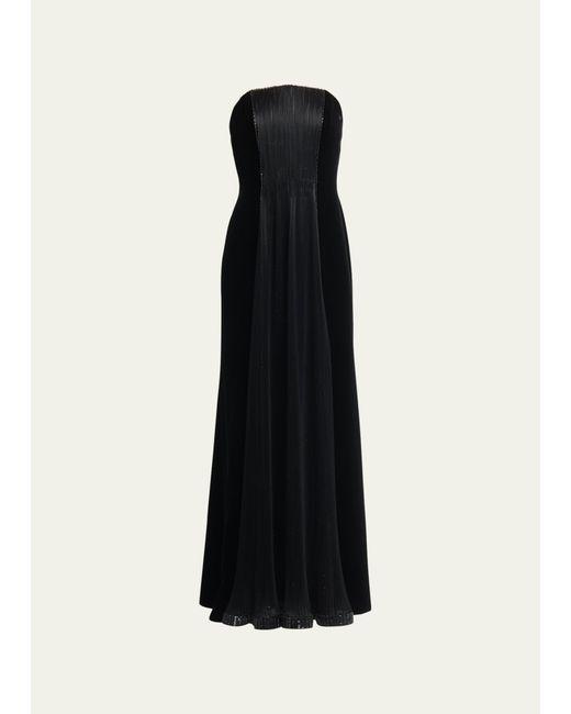Giorgio Armani Velvet Strapless Gown with Crystal-Embellished Panel