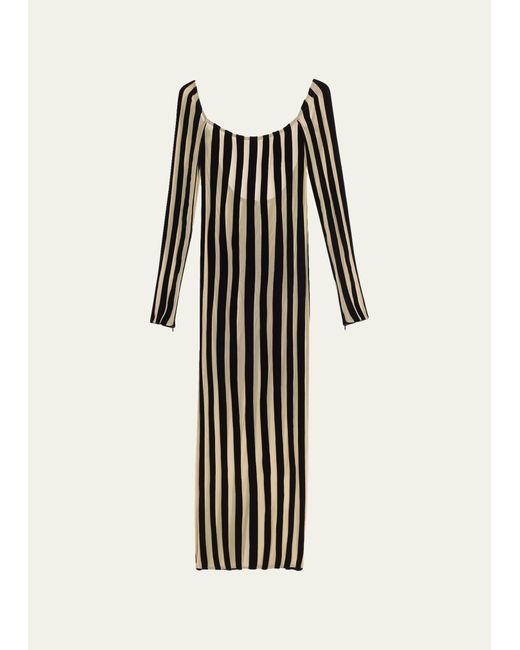 Laquan Smith Sheer Striped Midi Dress