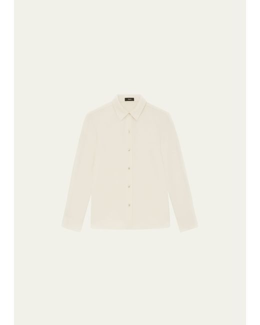 Theory Straight Button-Front Shirt in Cotton
