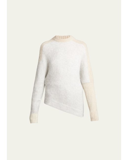 Proenza Schouler Patti Bicolor Fuzzy Asymmetric Mohair Sweater