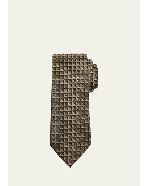 Z Zegna Silk-Wool Geometric Jacquard Tie