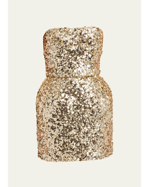 Dolce & Gabbana Sequin-Embellished Strapless Structured Mini Dress