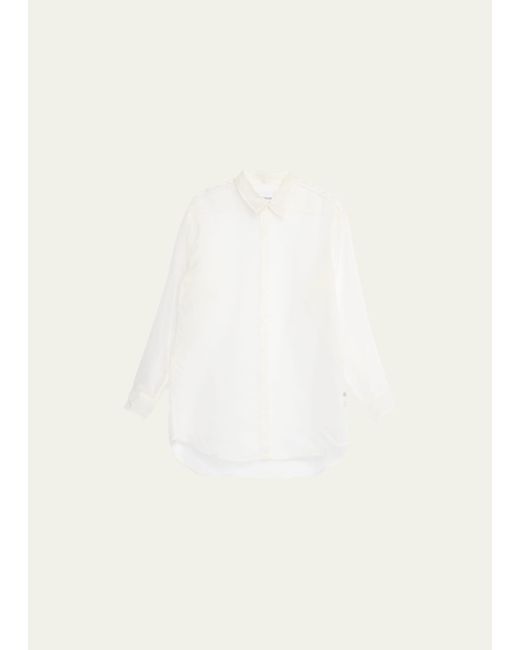 Sprwmn Sheer Oversized Silk Shirt with Pocket