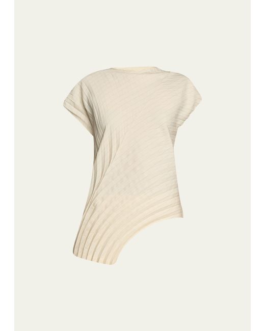 Issey Miyake Curved Pleats Stripe Blouse