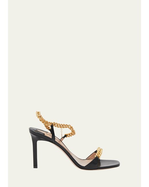 Tom Ford Zenith Ankle-Chain Charm Leather Sandals