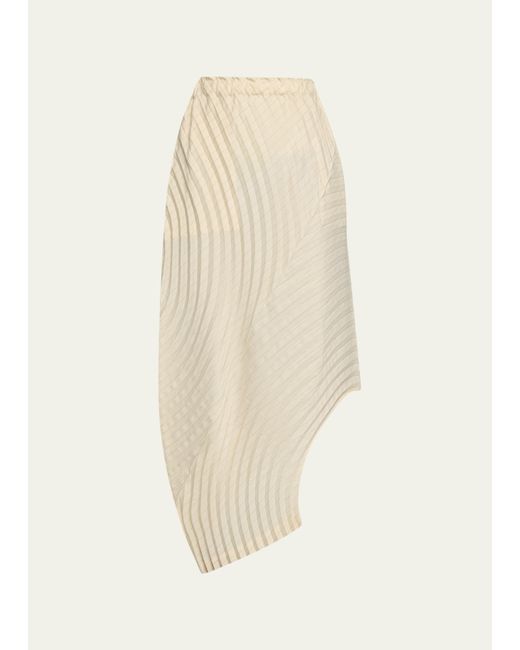 Issey Miyake Curved Pleats Stripe Maxi Skirt