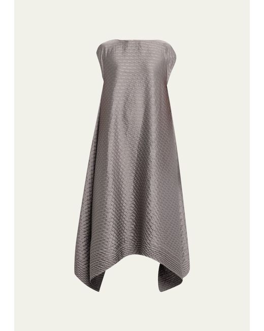 Issey Miyake Gleam Pleats Textured Asymmetric Midi Dress