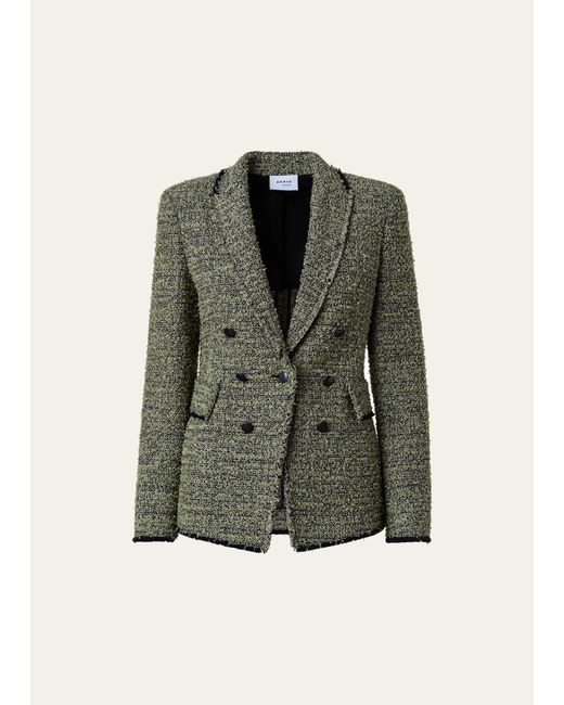 Akris Punto Double-Breasted Illusion Tweed Blazer Jacket