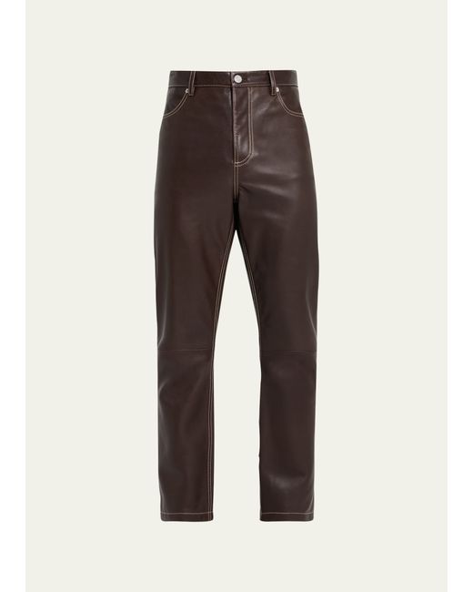 Frame Leather Straight-Leg Trousers
