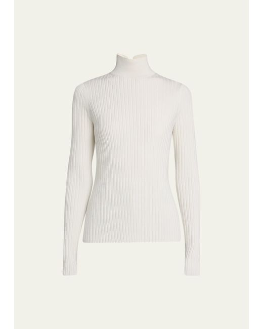 Lafayette 148 New York Ribbed Stand-Collar Sweater