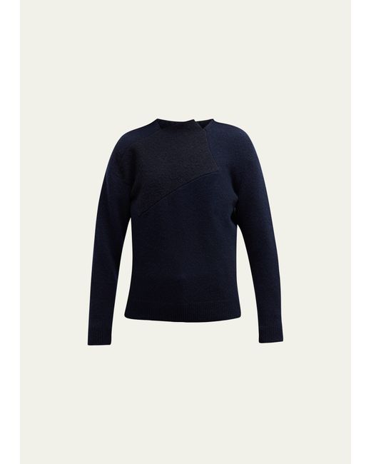 The Row Enid Shrunken Wool Cashmere Top with Contrast Patch