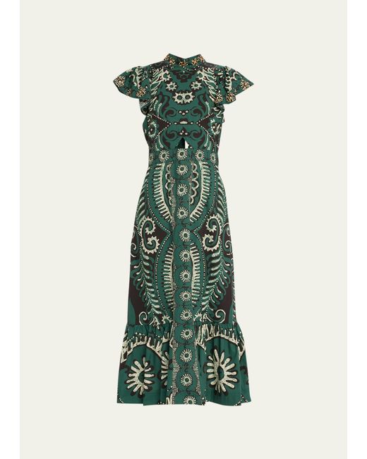 Sea Charlough Printed Cut-Out Midi Dress