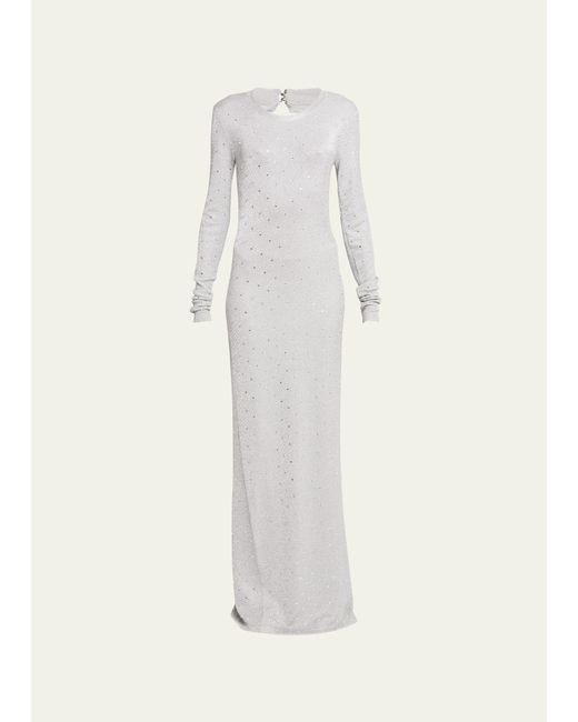 Rabanne Crystal-Embellished Knit Open-Back Dress