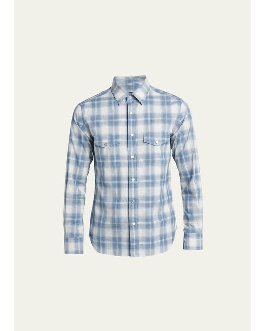 Tom Ford Degrade Check Western Button-Down Shirt