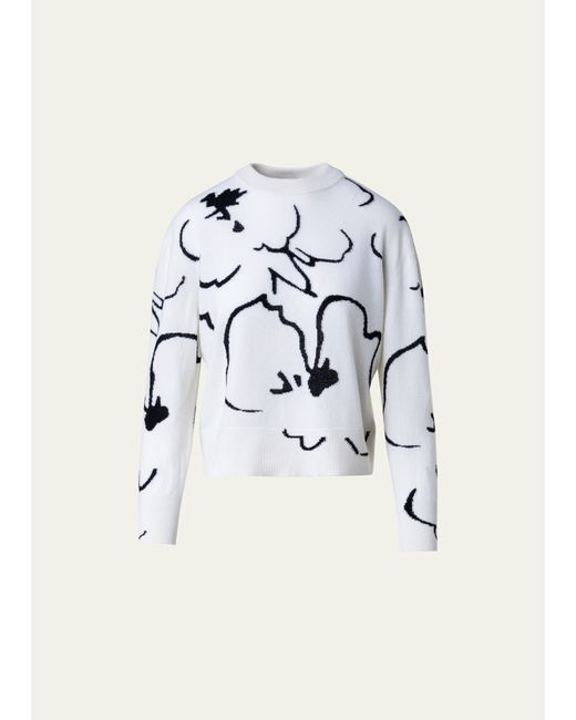 Akris Sketched Abraham Flower Intarsia Cashmere Sweater
