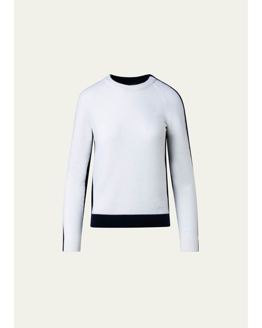 Akris Round-Neck Two-Tone Cashmere Sweater