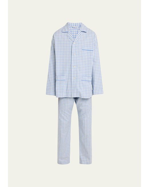 Emanuele Maffeis Cotton Gingham Long Pajama Set