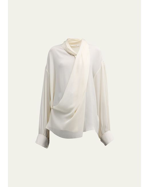 The Row Darnelle Silk Blouse with Neck Panel